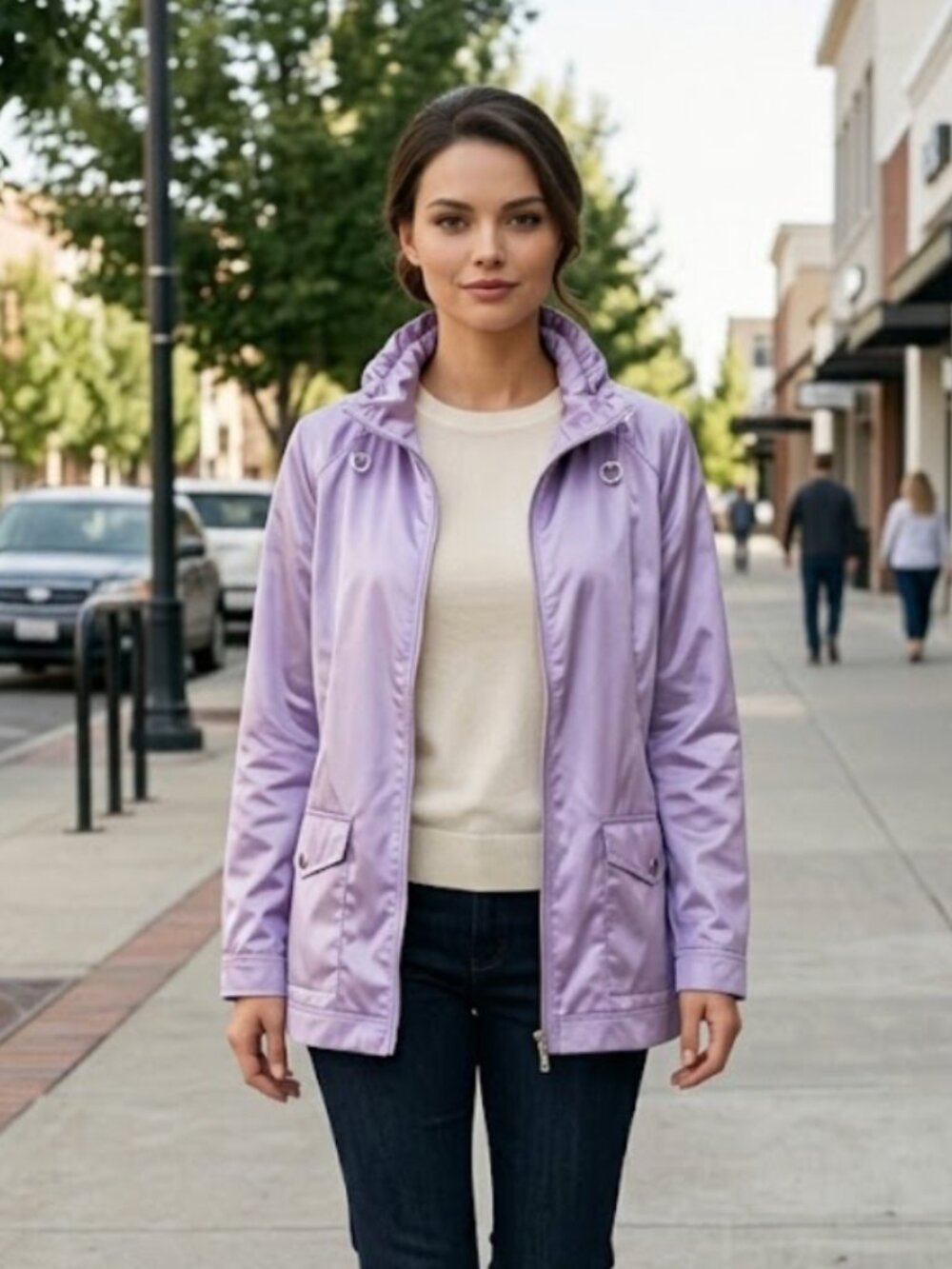 NWOT Chico’s COLLAR-DETAIL ANORAK JACKET Lilac